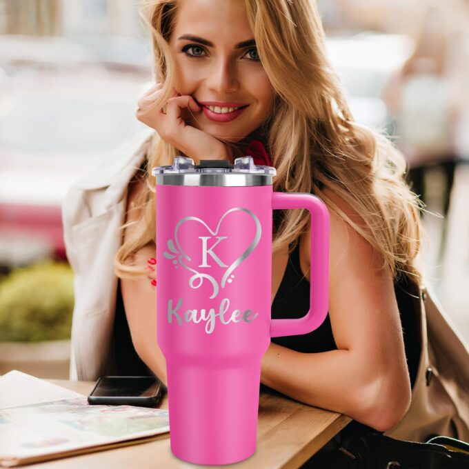 Personalized 40 oz Tumbler with Handle and Straw - Image 7