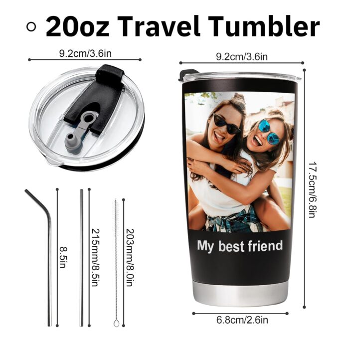 20 Oz Customized Coffee Tumbler with Straw & Lid - Image 2
