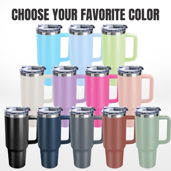 Personalized 40 oz Tumbler with Handle and Straw - Image 5