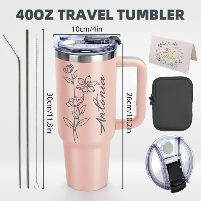 Personalized 40 oz Tumbler with Handle and Straw - Image 4