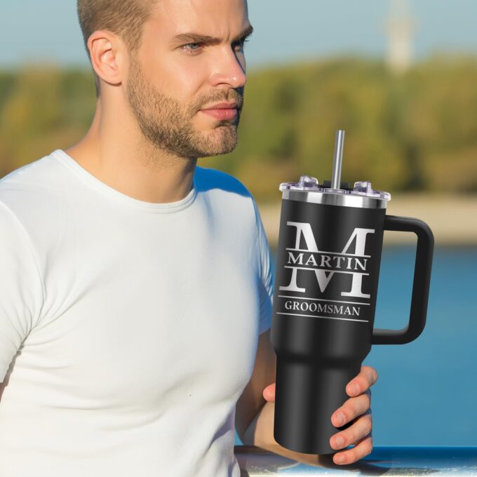 Personalized 40 oz Tumbler with Handle and Straw - Image 6