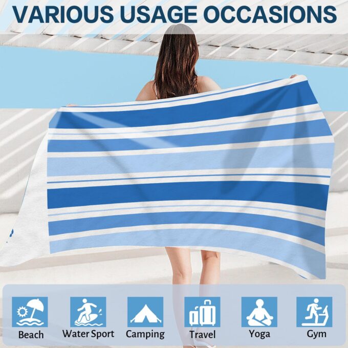 Personalized Stripes Beach Towels with Name for Adults & Kids - Image 3