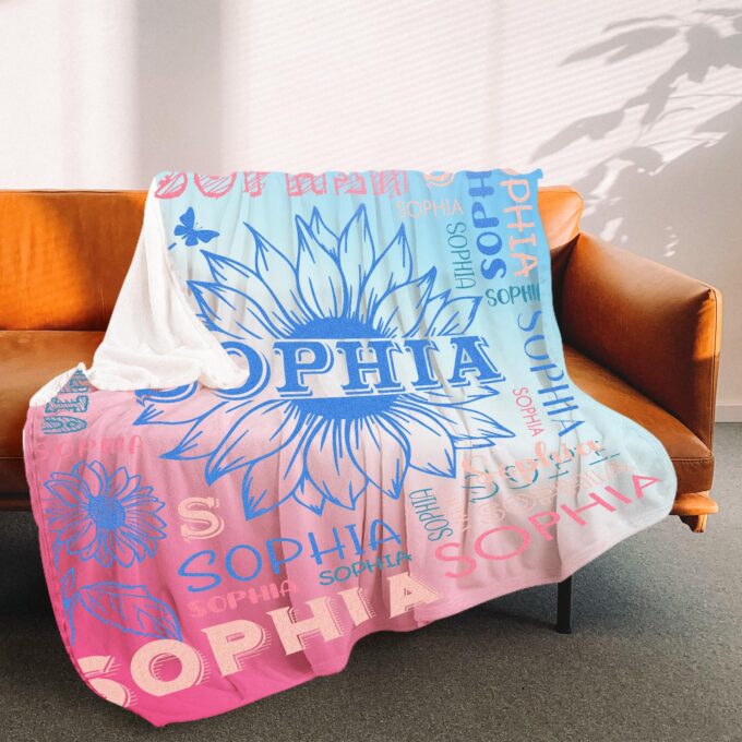 Personalized Name Blanket with Sunflower - Image 2