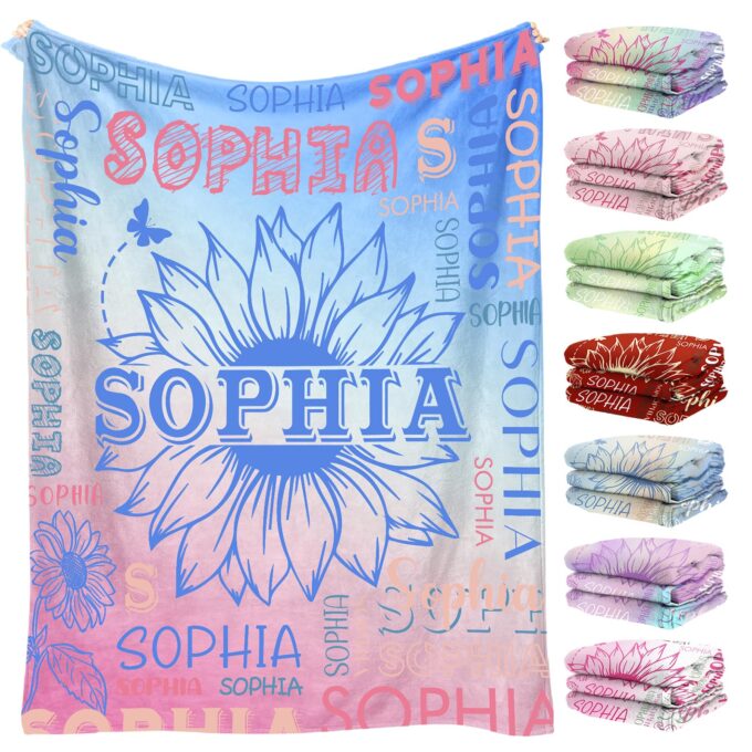 Personalized Name Blanket with Sunflower