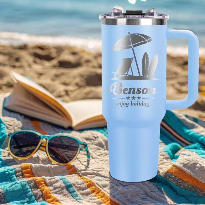 Personalized 40 oz Tumbler with Handle and Straw - Image 2