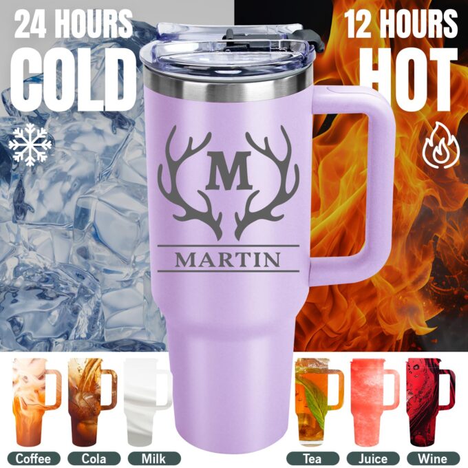 Personalized 40 oz Tumbler with Handle and Straw - Image 3